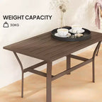 Table basse d'extérieur avec plateau à lattes, table basse de patio rectangulaire en métal tout temps pour jardin