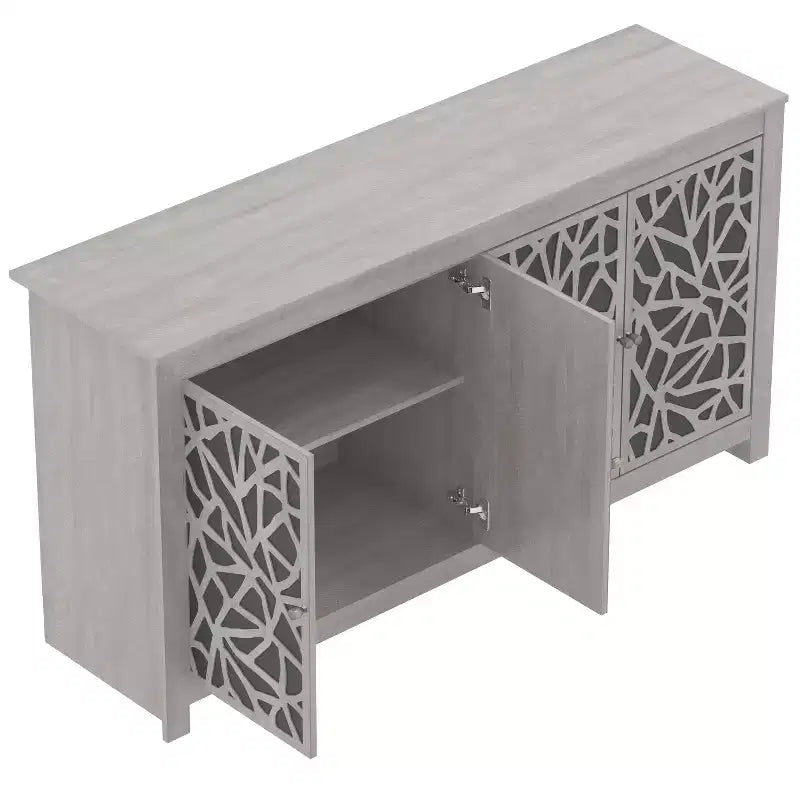 Bahut Galano avec Portes Décoratives Découpées en Noir 58.4 L  15.7 P  30 H