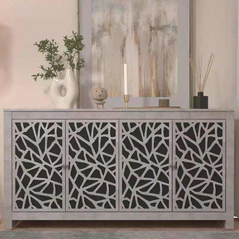 Bahut Galano avec Portes Décoratives Découpées en Noir 58.4 L  15.7 P  30 H