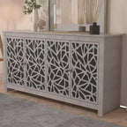 Bahut Galano avec Portes Décoratives Découpées en Noir 58.4 L  15.7 P  30 H