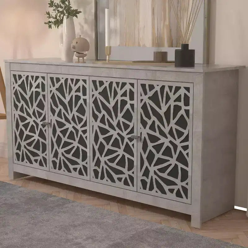 Bahut Galano avec Portes Décoratives Découpées en Noir 58.4 L  15.7 P  30 H