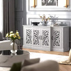 Buffet Galano avec portes découpées traditionnelles en gris 60,4 L 18,2 P 29,3 H