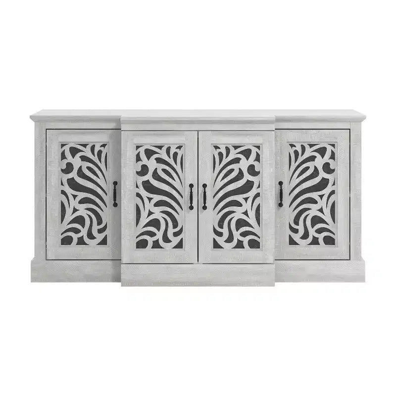 Buffet Galano avec portes découpées traditionnelles en gris 60,4 L 18,2 P 29,3 H