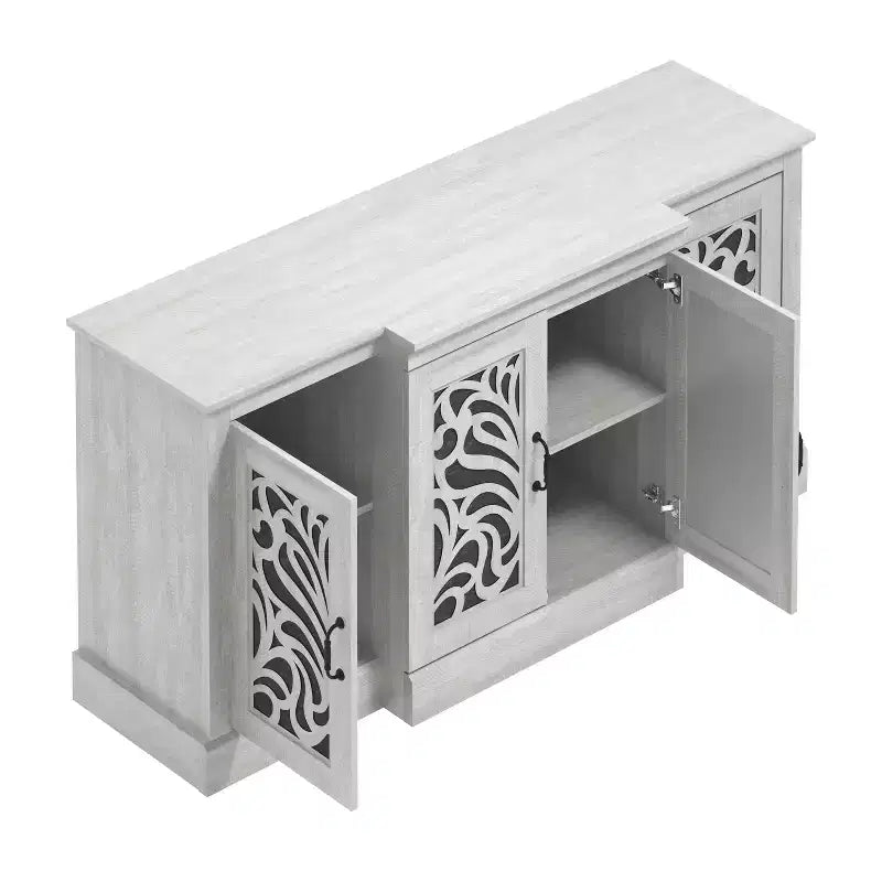 Buffet Galano avec portes découpées traditionnelles en gris 60,4 L 18,2 P 29,3 H
