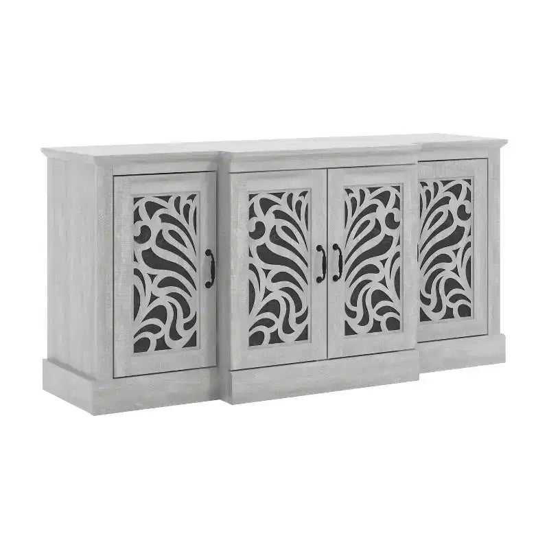 Buffet Galano avec portes découpées traditionnelles en gris 60,4 L 18,2 P 29,3 H