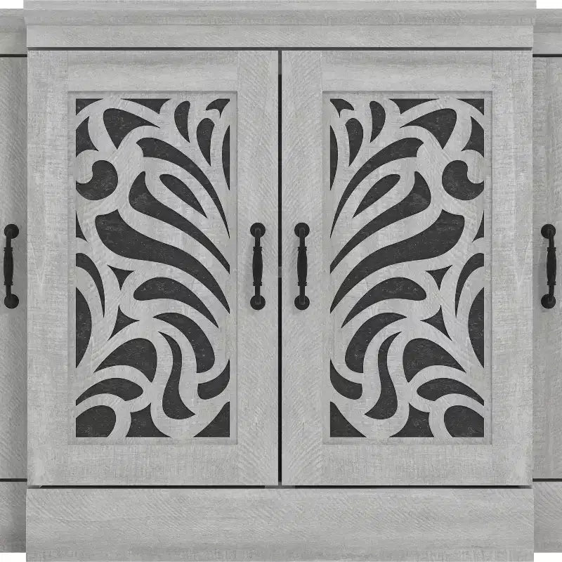 Buffet Galano avec portes découpées traditionnelles en gris 60,4 L 18,2 P 29,3 H