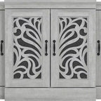 Buffet Galano avec portes découpées traditionnelles en gris 60,4 L 18,2 P 29,3 H