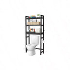 Over Toilet Storage Shelf 3 Tier Above Toilet Organizer Rack with 3 Hooks Freestanding Bathroom Tower Shelf Unit Small Space