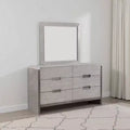 Royal Hampton Wall Mount Dresser Mirror, Beveled Accent, Gray Solid Wood 36x40