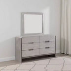 Royal Hampton Wall Mount Dresser Mirror, Beveled Accent, Gray Solid Wood 36x40