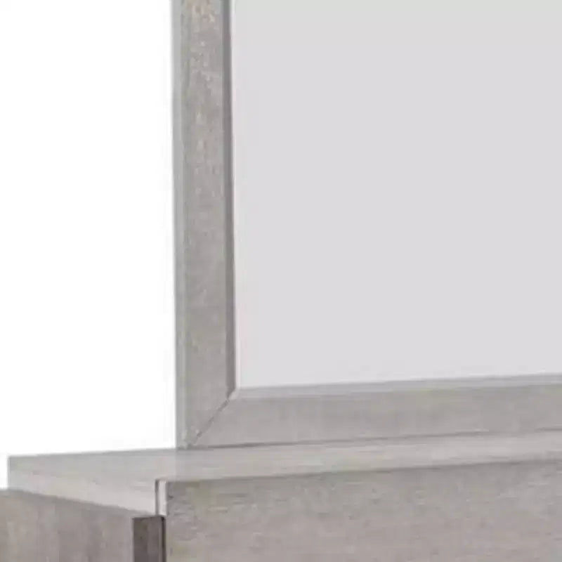 Miroir de commode mural Royal Hampton, accents biseautés, bois massif gris 36x40