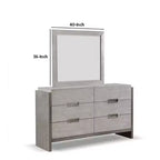 Miroir de commode mural Royal Hampton, accents biseautés, bois massif gris 36x40