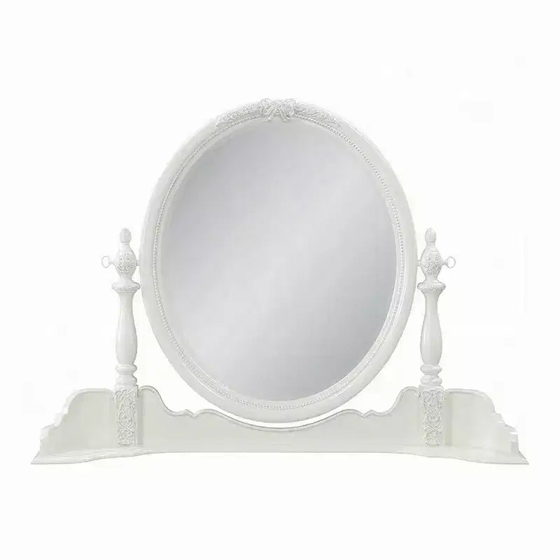 Miroir de coiffeuse Royal Hampton, 35x48, Bois blanc Floral, Bord biseauté