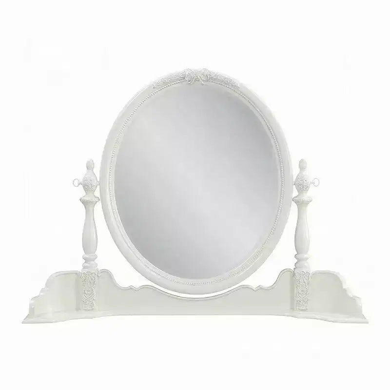 Miroir de coiffeuse Royal Hampton, 35x48, Bois blanc Floral, Bord biseauté