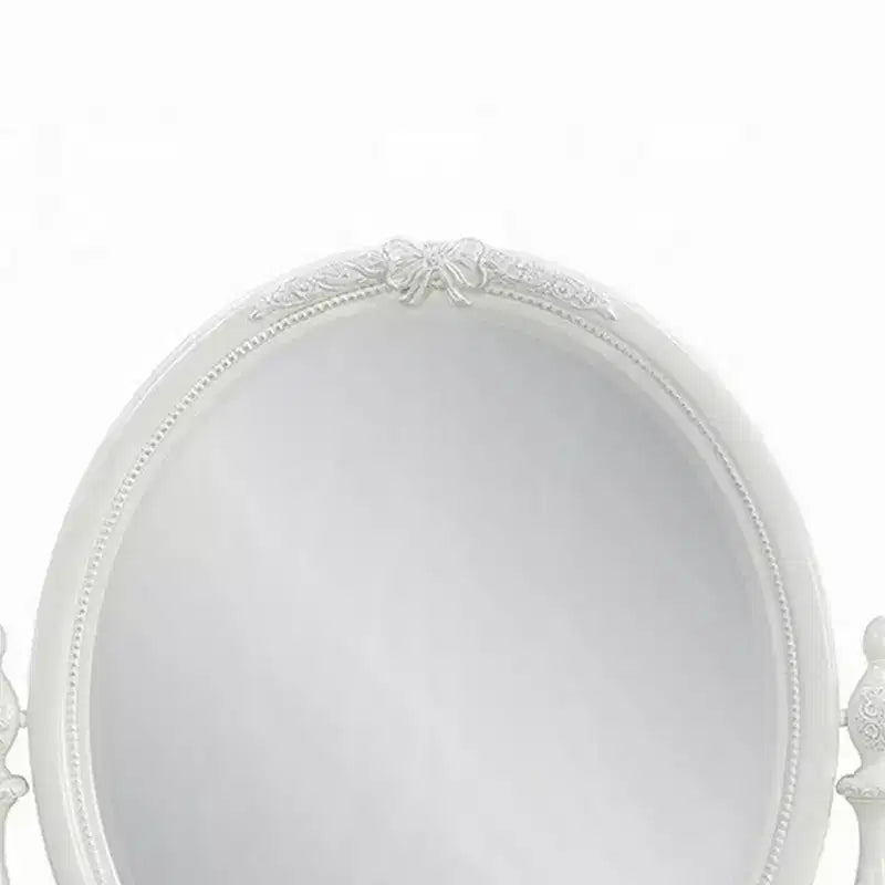 Miroir de coiffeuse Royal Hampton, 35x48, Bois blanc Floral, Bord biseauté