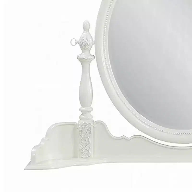 Miroir de coiffeuse Royal Hampton, 35x48, Bois blanc Floral, Bord biseauté