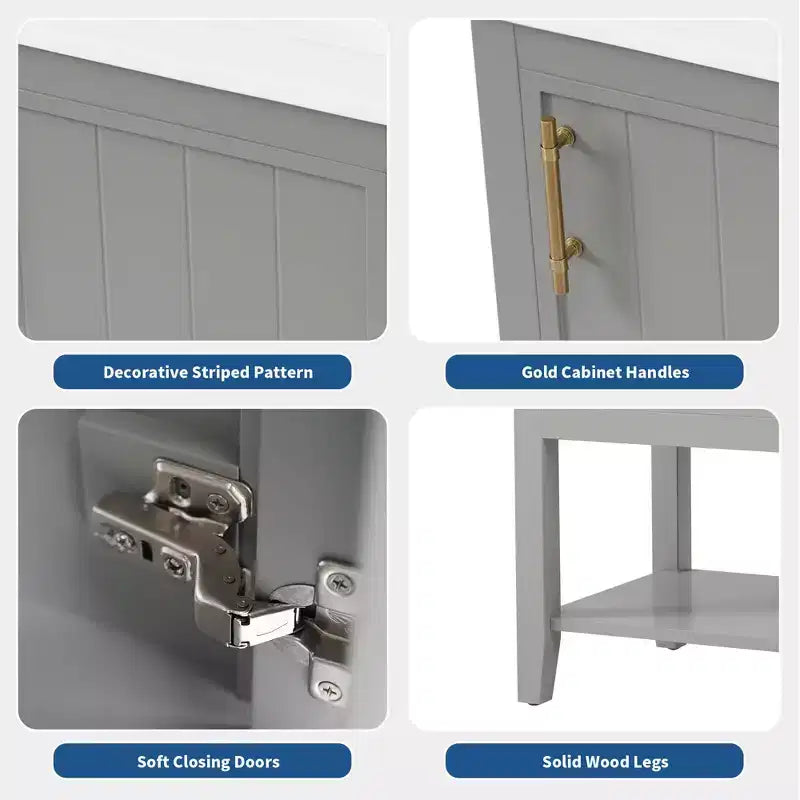 MAYEERTY Meuble-lavabo de salle de bain 20 po avec évier, porte à fermeture douce, étagère de rangement, étagère ouverte, blanc