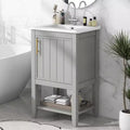 MAYEERTY 20 Bathroom Vanity with Sink Soft Closing Door Storage Rack Open Shelf White