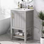 MAYEERTY 20 Bathroom Vanity with Sink Soft Closing Door Storage Rack Open Shelf White