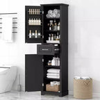 MAYEERTY Meuble Haut de Salle de Bain 2 Portes Étagères Réglables Étagère de Porte MDF Peint Noir