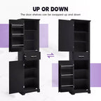 MAYEERTY Meuble Haut de Salle de Bain 2 Portes Étagères Réglables Étagère de Porte MDF Peint Noir