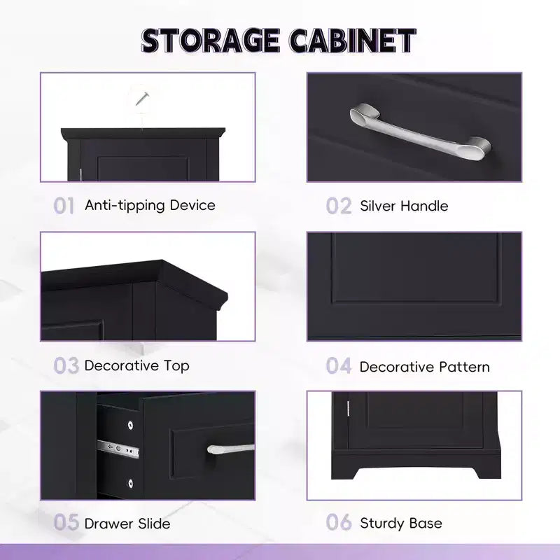 MAYEERTY Meuble Haut de Salle de Bain 2 Portes Étagères Réglables Étagère de Porte MDF Peint Noir