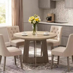 Table à manger ronde pour 4 personnes, table de cuisine en bois de 43 pouces avec base en croix, table de dîner moderne, table de petit-déjeuner pour salle à manger et salon, sans chaise