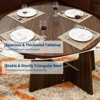 Table à manger ronde pour 4 personnes, table de cuisine en bois de 43 pouces avec base en croix, table de dîner moderne, table de petit-déjeuner pour salle à manger et salon, sans chaise