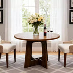 Table à manger ronde pour 4 personnes, table de cuisine en bois de 43 pouces avec base en croix, table de dîner moderne, table de petit-déjeuner pour salle à manger et salon, sans chaise