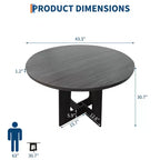 Table à manger ronde pour 4 personnes, table de cuisine en bois de 43 pouces avec base en croix, table de dîner moderne, table de petit-déjeuner pour salle à manger et salon, sans chaise