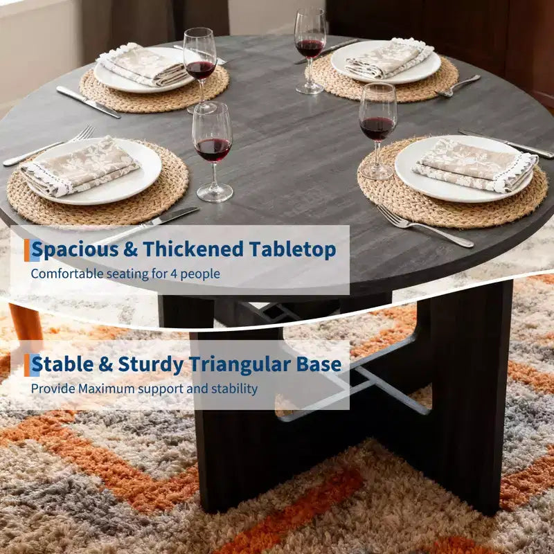 Table à manger ronde pour 4 personnes, table de cuisine en bois de 43 pouces avec base en croix, table de dîner moderne, table de petit-déjeuner pour salle à manger et salon, sans chaise