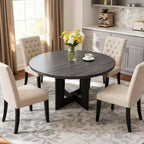 Table à manger ronde pour 4 personnes, table de cuisine en bois de 43 pouces avec base en croix, table de dîner moderne, table de petit-déjeuner pour salle à manger et salon, sans chaise