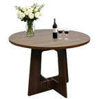Table à manger ronde pour 4 personnes, table de cuisine en bois de 43 pouces avec base en croix, table de dîner moderne, table de petit-déjeuner pour salle à manger et salon, sans chaise