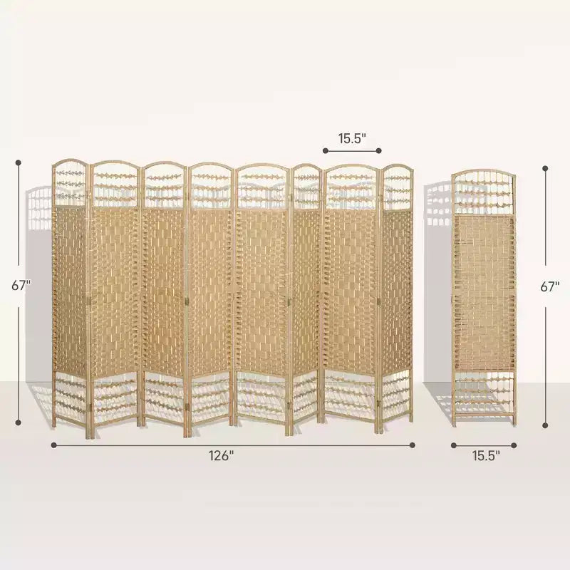 Paravent pliant 8 panneaux Séparateur de pièce portable en fibre ondulée pour bureau à domicile