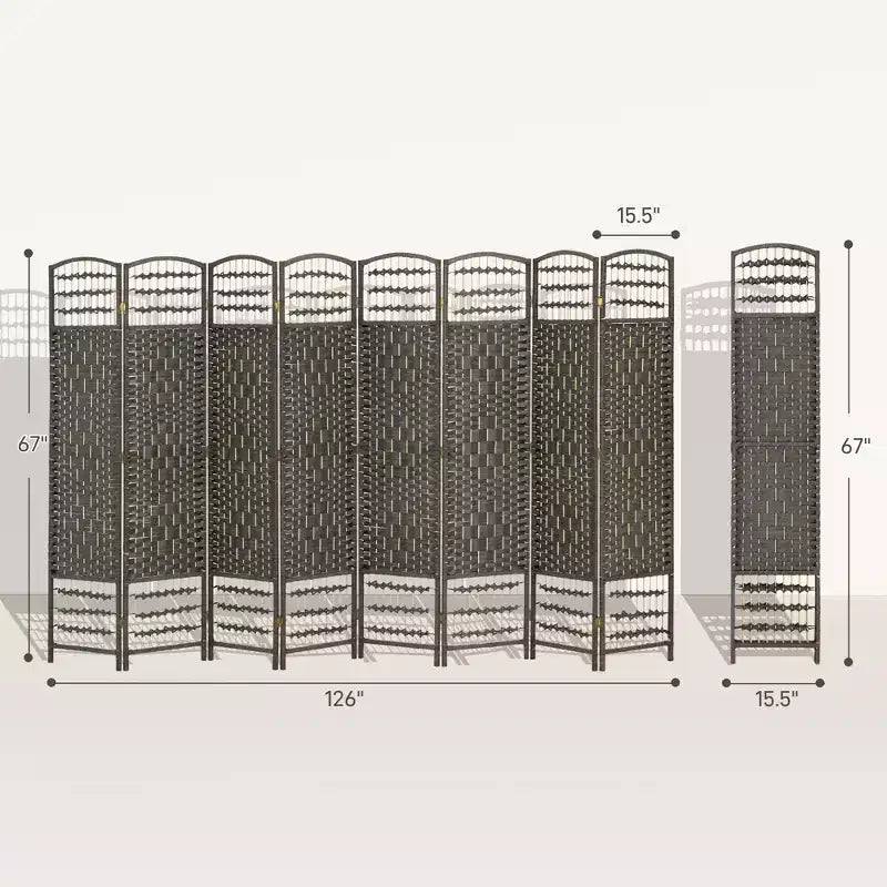 Paravent pliant 8 panneaux Séparateur de pièce portable en fibre ondulée pour bureau à domicile