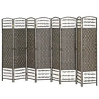 8 Panel Folding Room Divider Portable Privacy Screen Wave Fiber Room Partition for Home Office