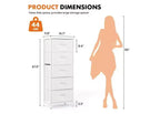 JIONJOY Commode en tissu à 5 tiroirs - Cadre en métal, plateau en bois, meuble TV pour rangement de vêtements (salon, couloir, entrée)