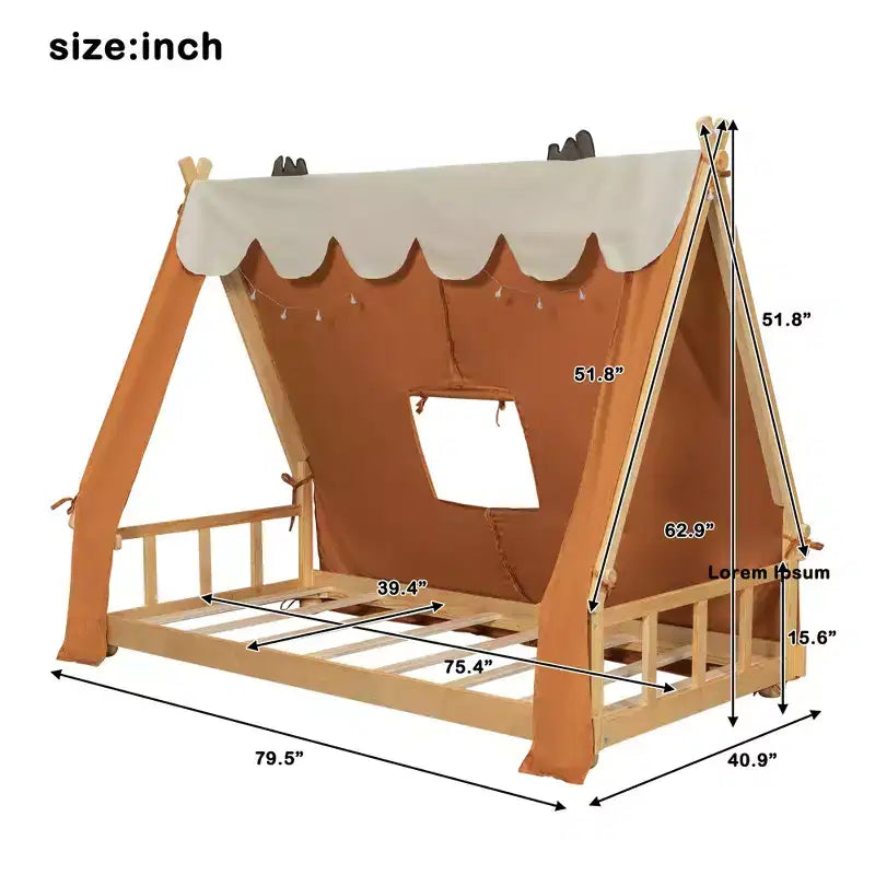 Lit Cabane Tente Polibi pour Enfants avec Lumières et Lucarne