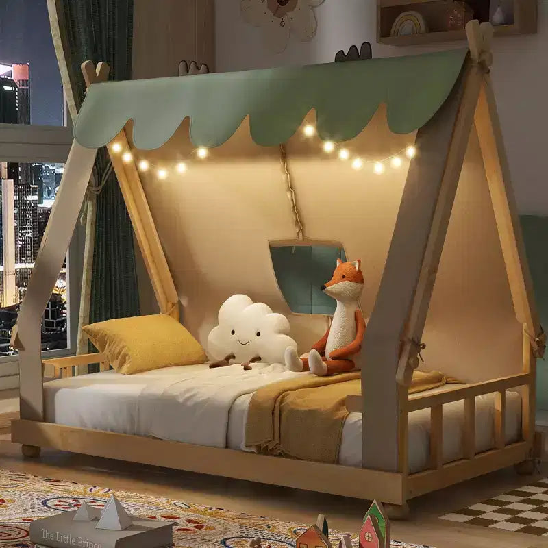 Lit Cabane Tente Polibi pour Enfants avec Lumières et Lucarne