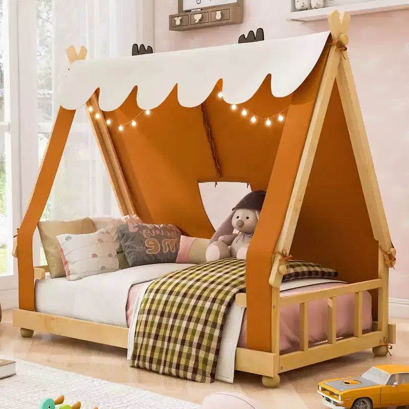 Lit Cabane Tente Polibi pour Enfants avec Lumières et Lucarne