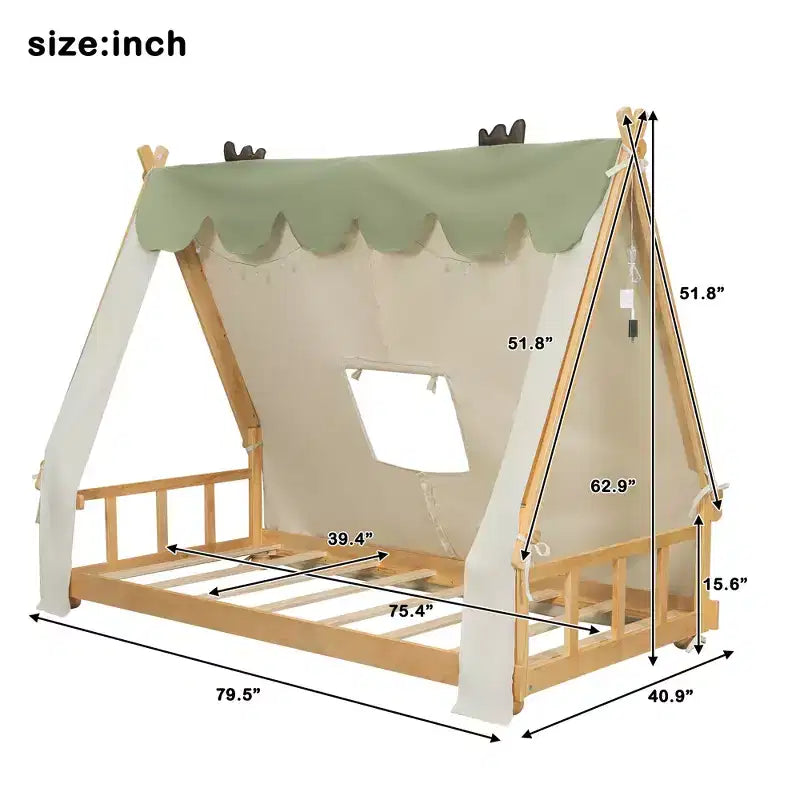 Lit Cabane Tente Polibi pour Enfants avec Lumières et Lucarne