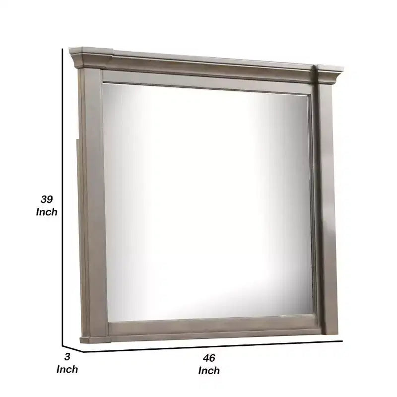 Miroir de commode Royal Hampton, verre biseauté, bois de noyer foncé, 39x46