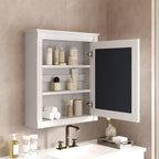 MAYEERTY 27 Armoire de rangement murale pour salle de bain avec miroir, armoire à pharmacie avec étagère réglable en hauteur, blanc