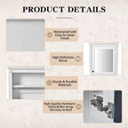 MAYEERTY 27 Armoire de rangement murale pour salle de bain avec miroir, armoire à pharmacie avec étagère réglable en hauteur, blanc