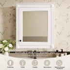 MAYEERTY 27 Armoire de rangement murale pour salle de bain avec miroir, armoire à pharmacie avec étagère réglable en hauteur, blanc
