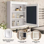MAYEERTY 27 Armoire de rangement murale pour salle de bain avec miroir, armoire à pharmacie avec étagère réglable en hauteur, blanc