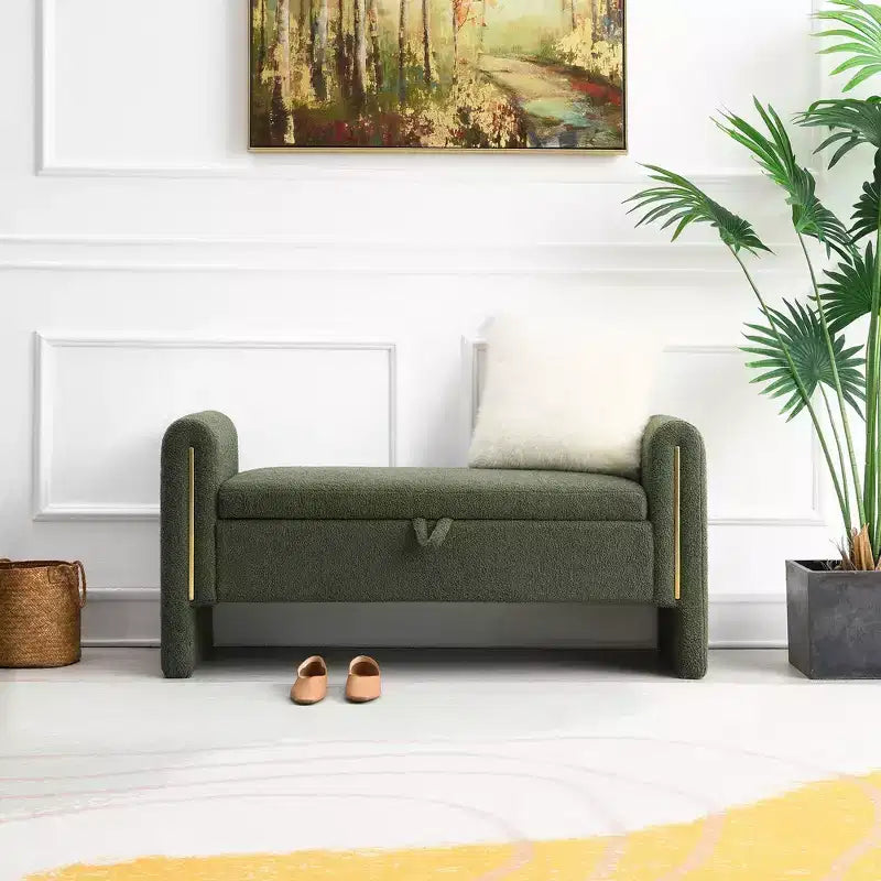 Banc de rangement TUYOHW Teddy, banc ottoman bout de lit de 150 cm avec accoudoirs et rangement, ottoman pour chambre à coucher, salon, couloir