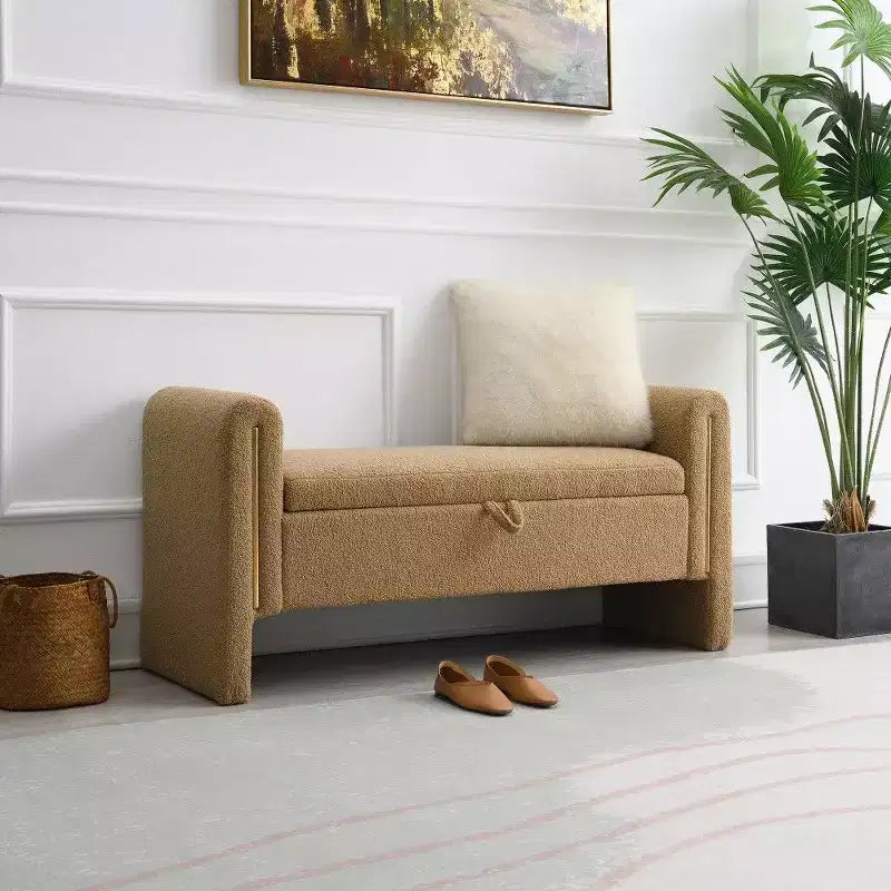 Banc de rangement TUYOHW Teddy, banc ottoman bout de lit de 150 cm avec accoudoirs et rangement, ottoman pour chambre à coucher, salon, couloir