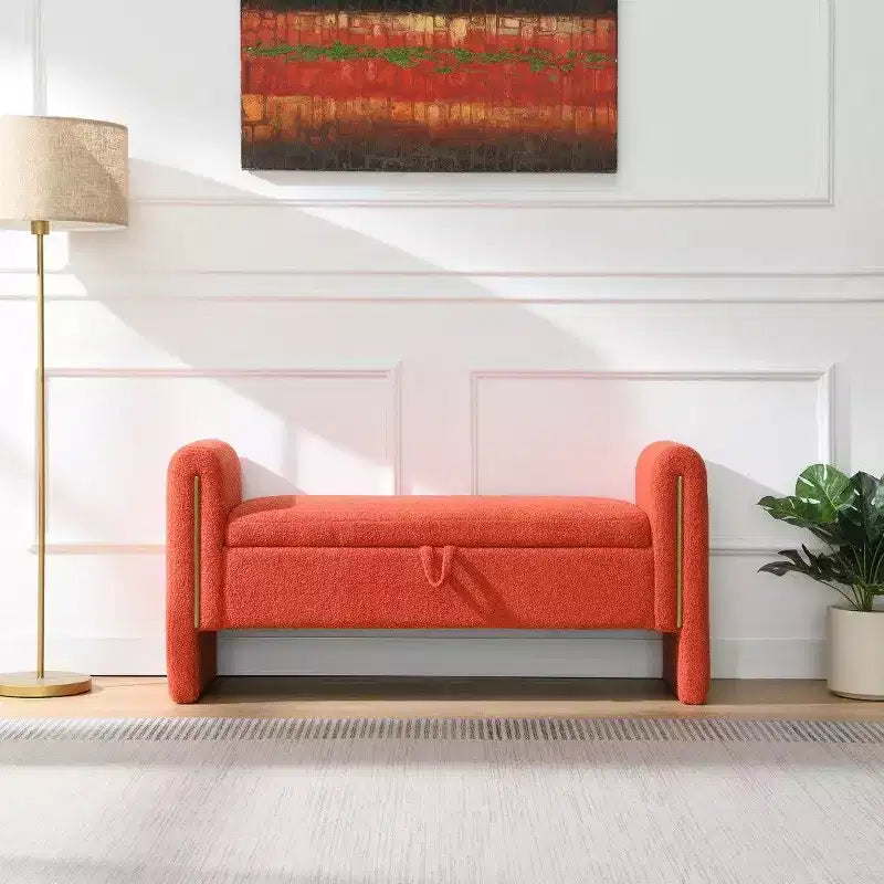 Banc de rangement TUYOHW Teddy, banc ottoman bout de lit de 150 cm avec accoudoirs et rangement, ottoman pour chambre à coucher, salon, couloir