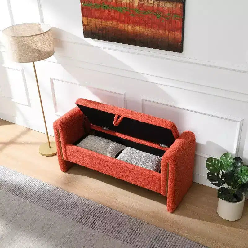 Banc de rangement TUYOHW Teddy, banc ottoman bout de lit de 150 cm avec accoudoirs et rangement, ottoman pour chambre à coucher, salon, couloir